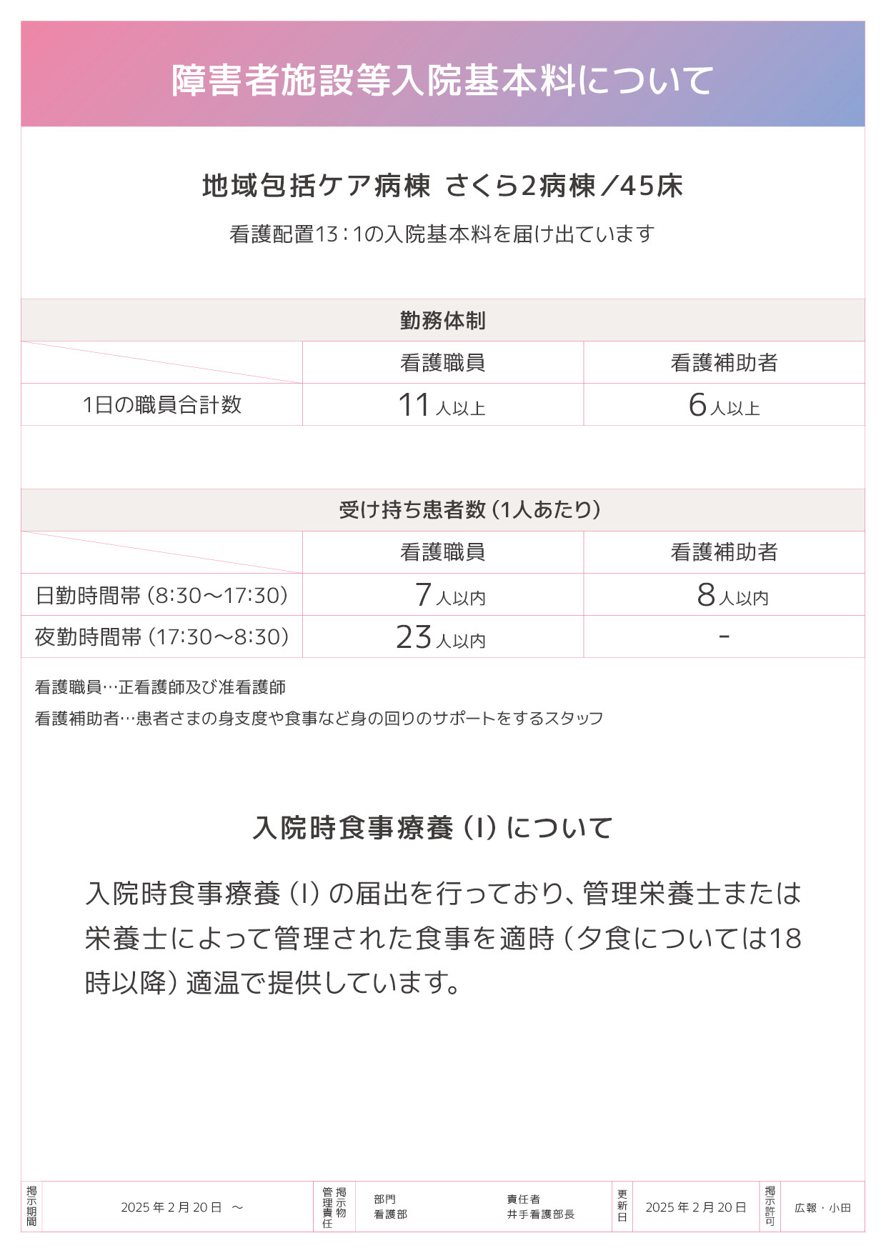 さくら館2階病棟について
