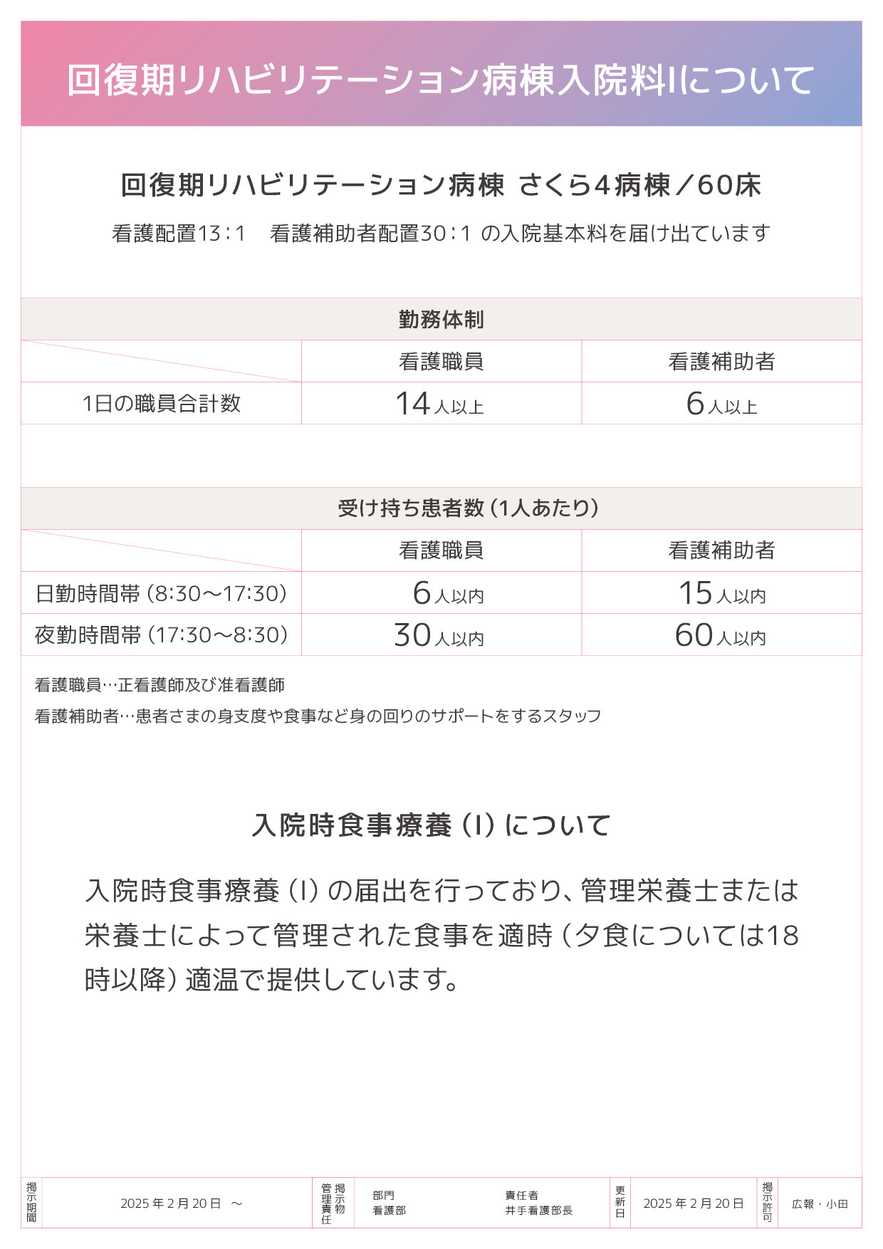 さくら館4階病棟について