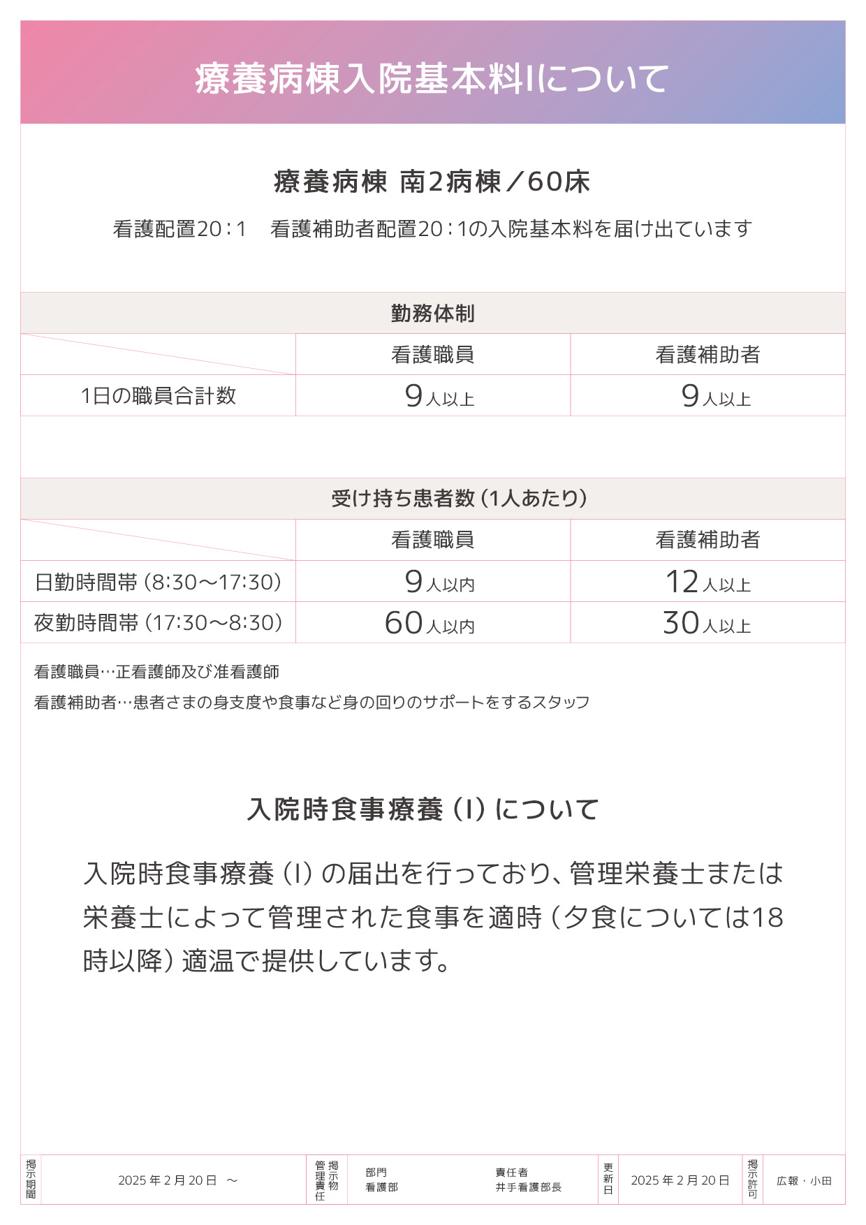 南館2階病棟について